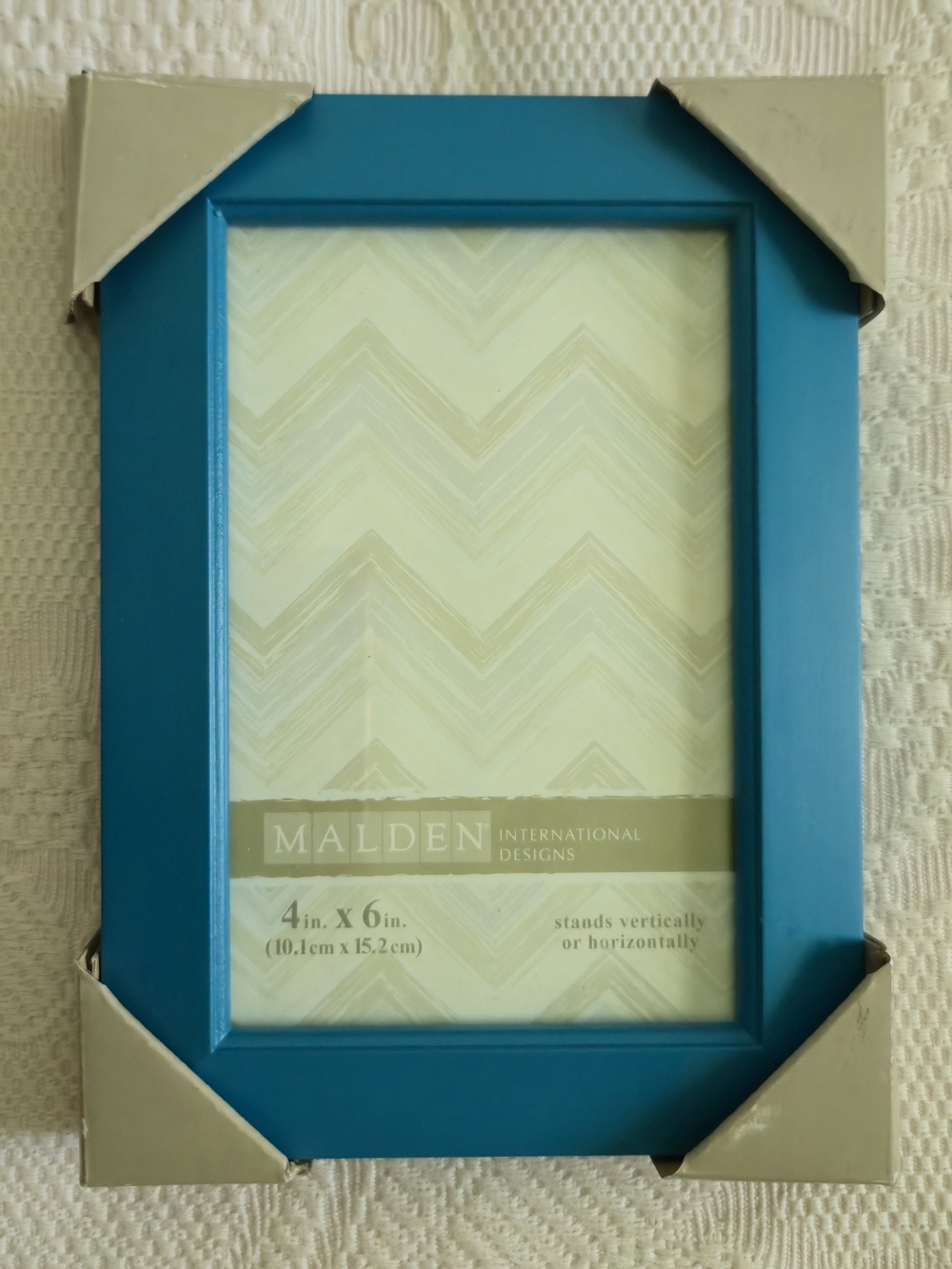 Malden Bright Teal Blue Photo Frame 4x6 inches Stands Vertically or Horizontally